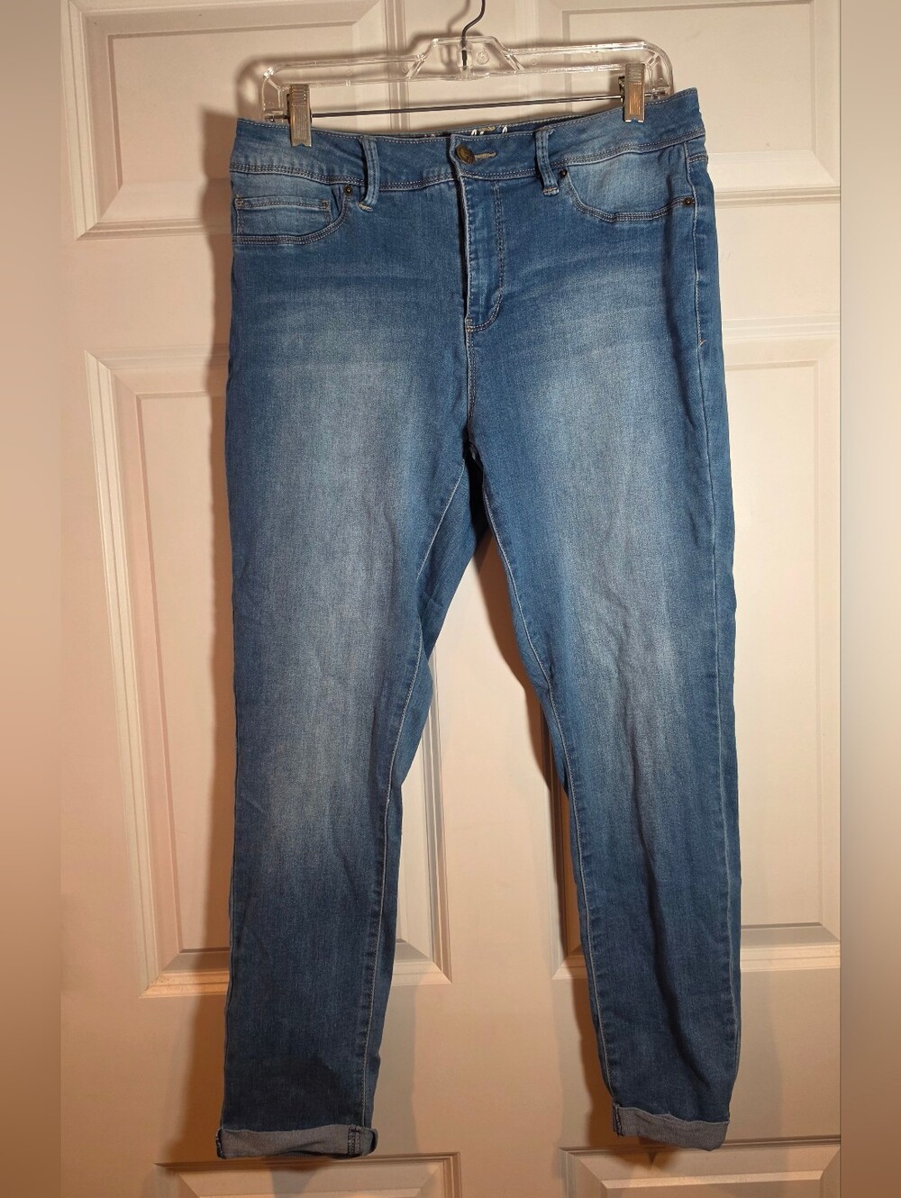 Royalty For Me Stretchy Blue Roll Cuff Jeans Size 14